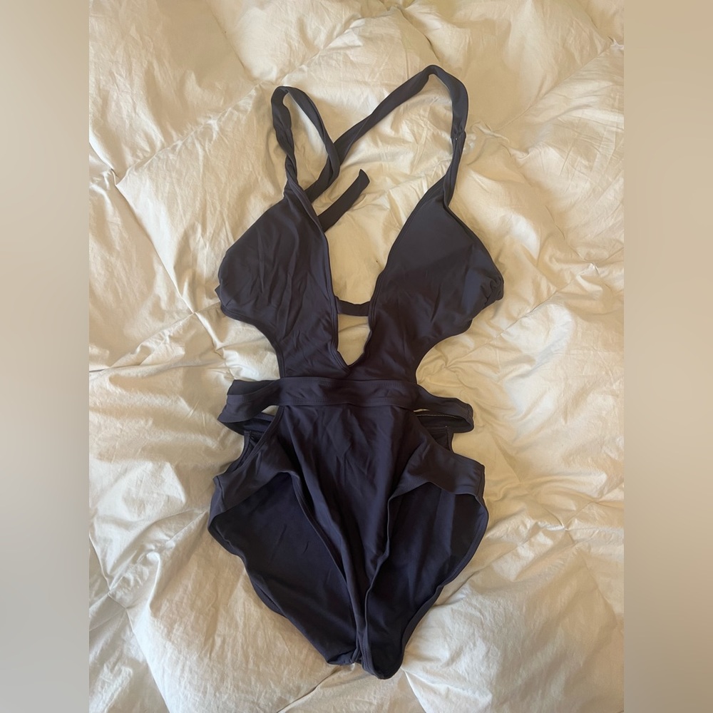 Dark purple one piece swimsuit